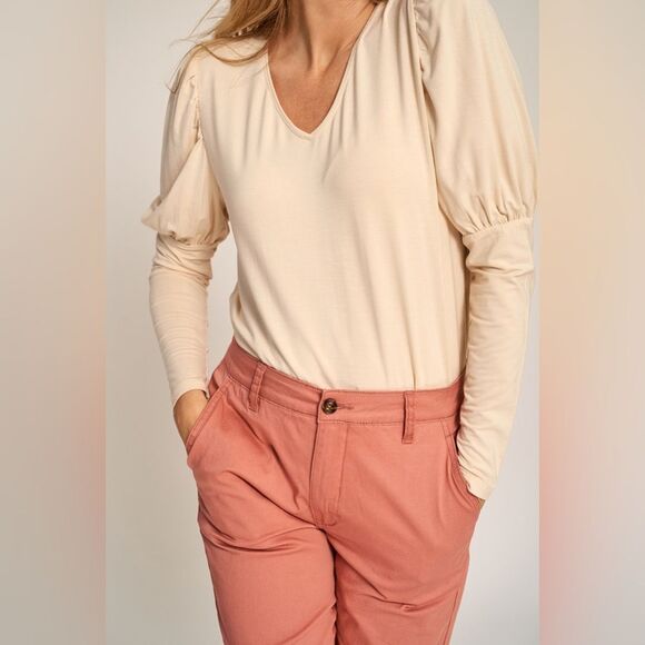 Forever 21 Sweaters - Forever 21 Blush Pink Long Balloon Sleeve V-neck Sweater Shirt Women’s Sz 2X